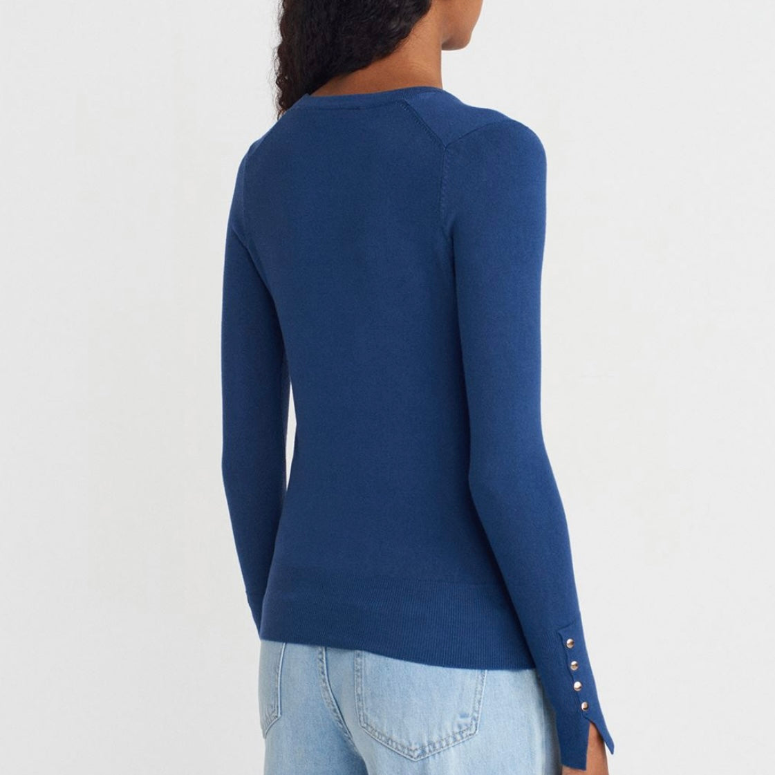 Blue Sleeve buttons Top