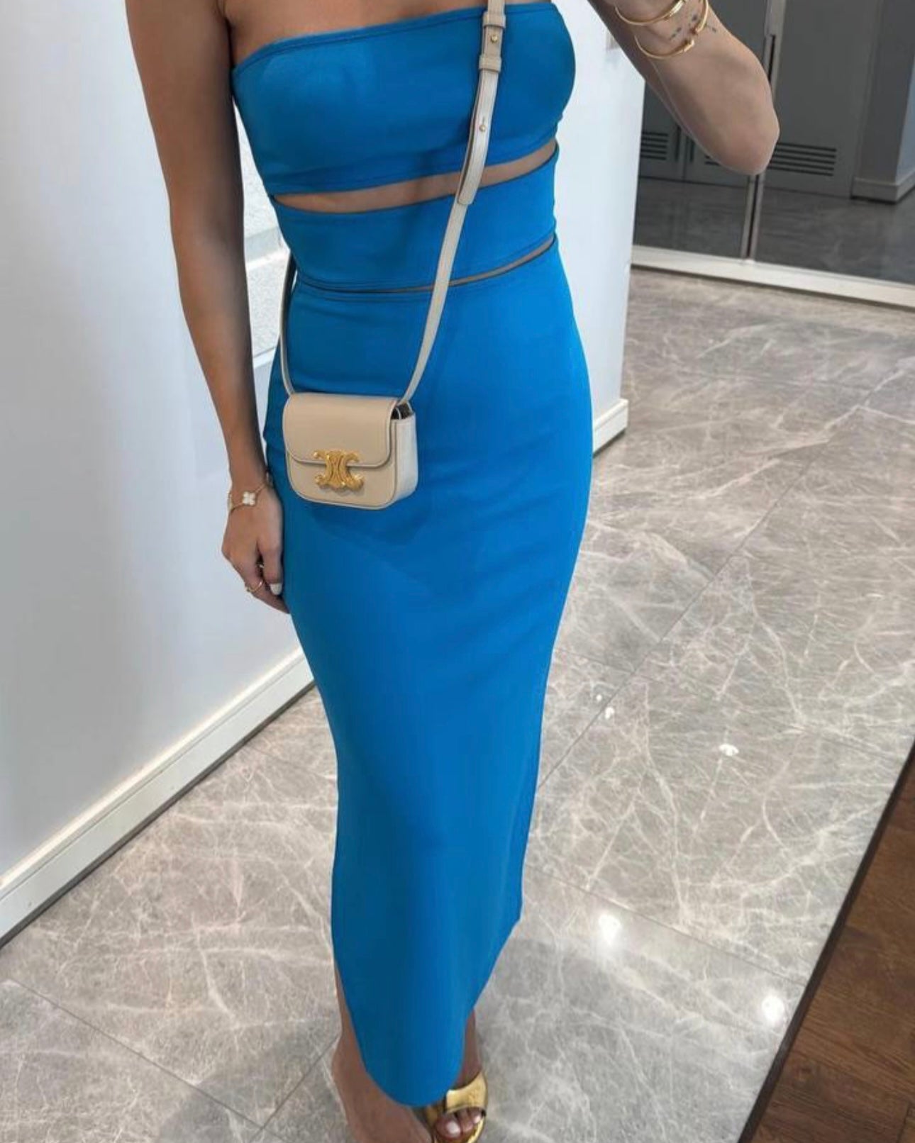Cut-out Blue Dress