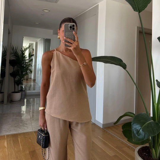 Asymmetrical Beige Set
