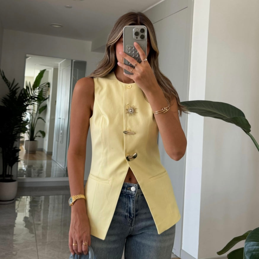 Yellow Gold Buttons Vest