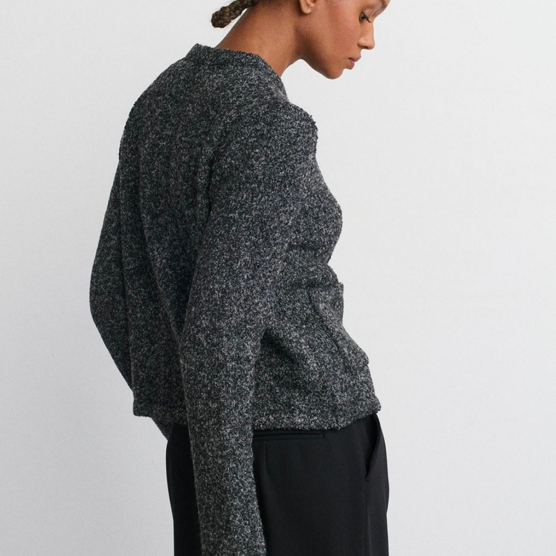 Gray Cardigan with Gold Buttons