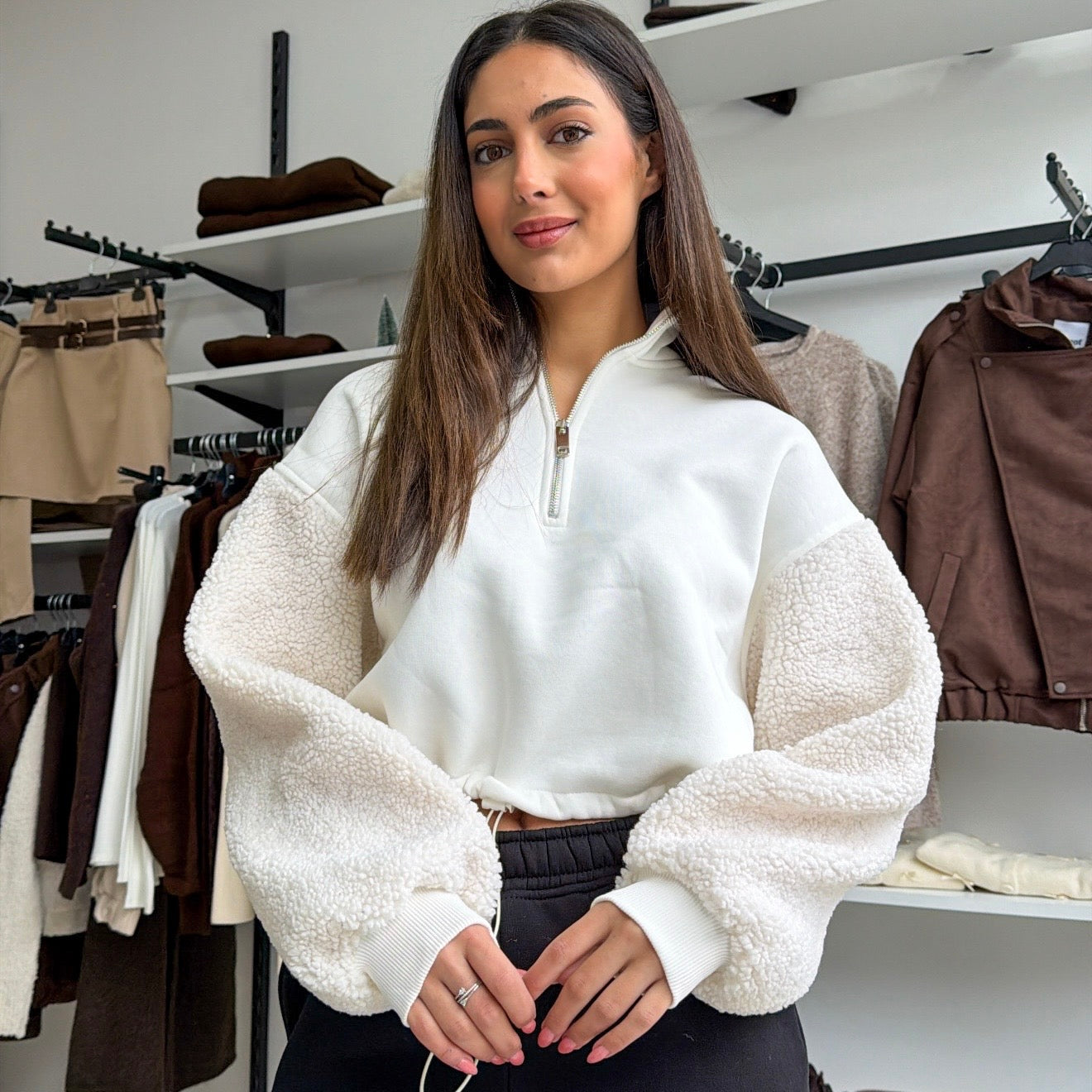 White Fur Sweatshirt