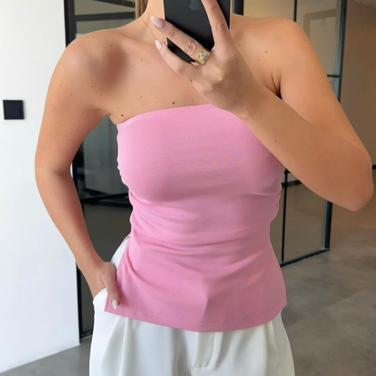 Pink Bandeau Top