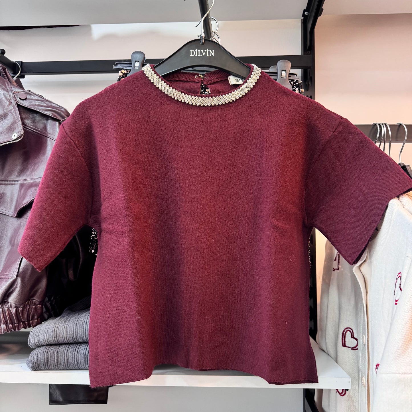 Rhinestones Burgundy Top