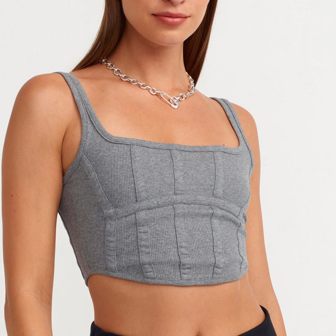 Dark Gray Corset Crop Top