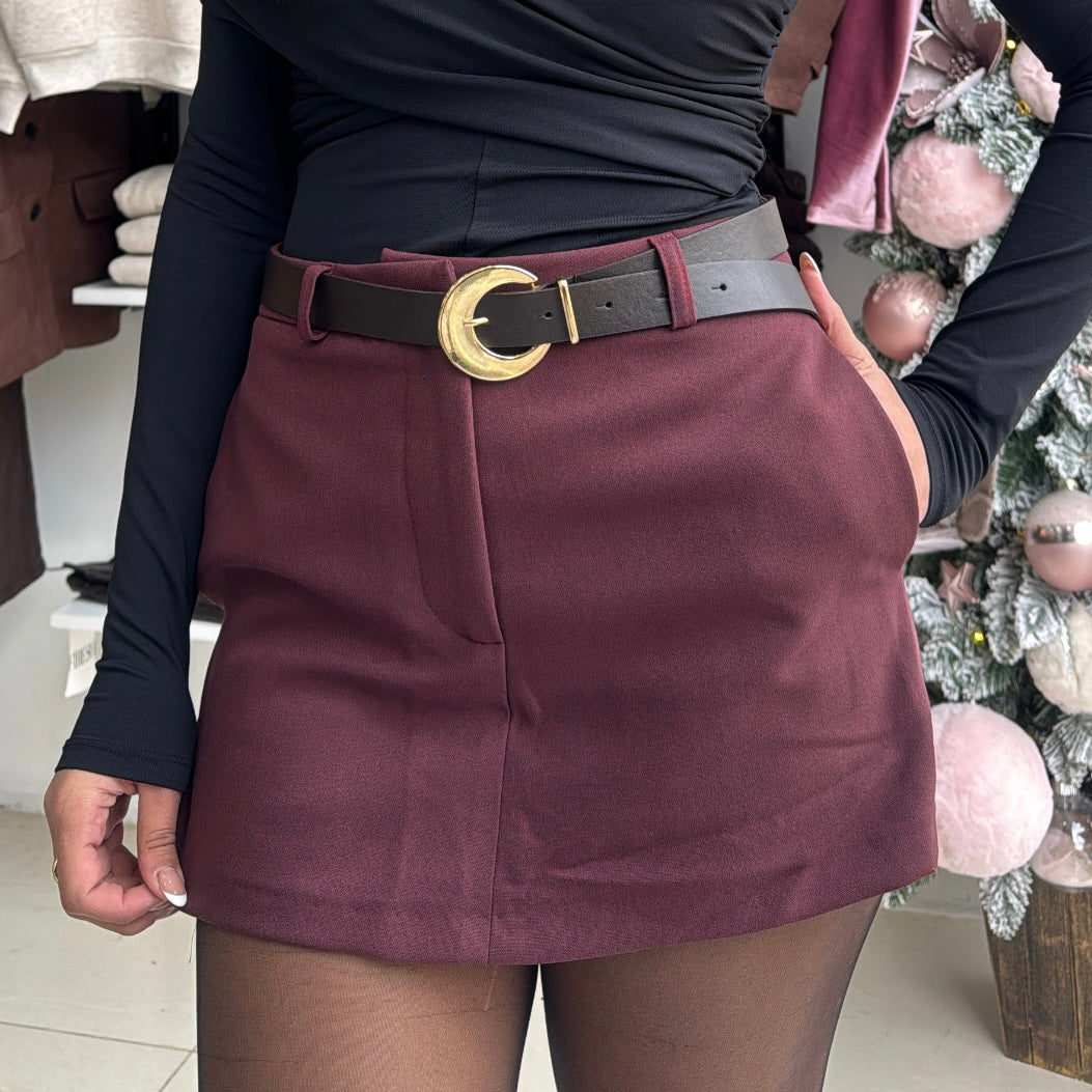 Burgundy Belt Skort
