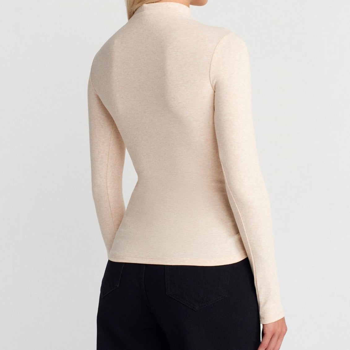 Beige Basic High neck Top