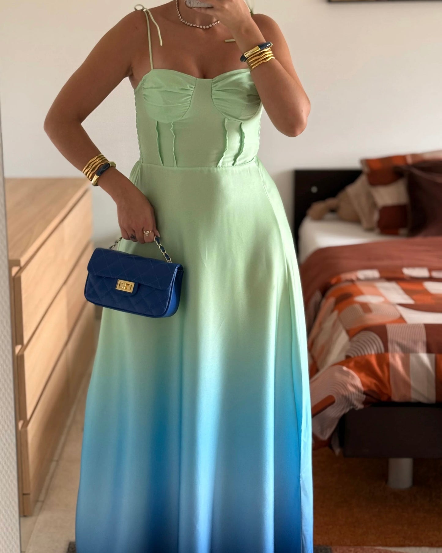 Ombré satin dress