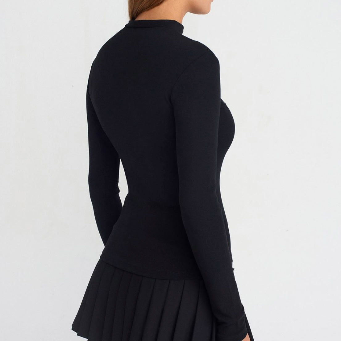 Black Basic High neck Top