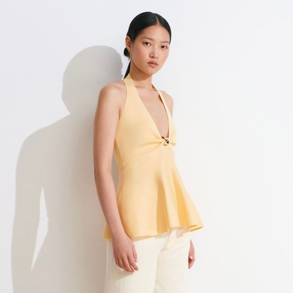 Yellow Halter Knit Top