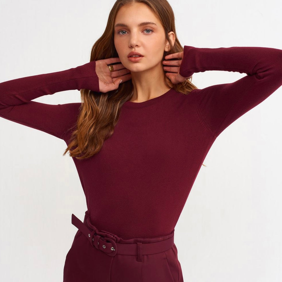 Burgundy Sleeve buttons Top