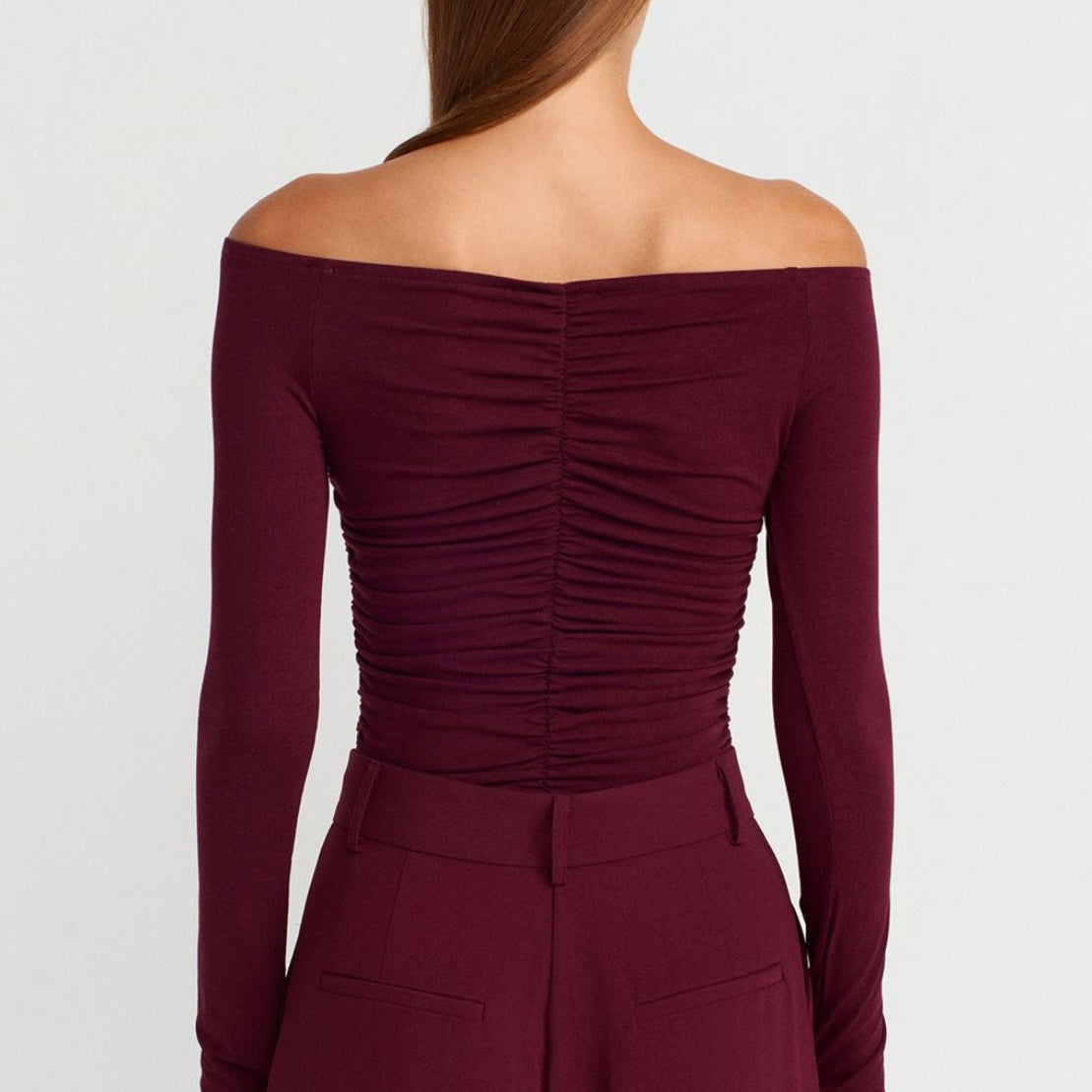 Burgundy Ruched Top