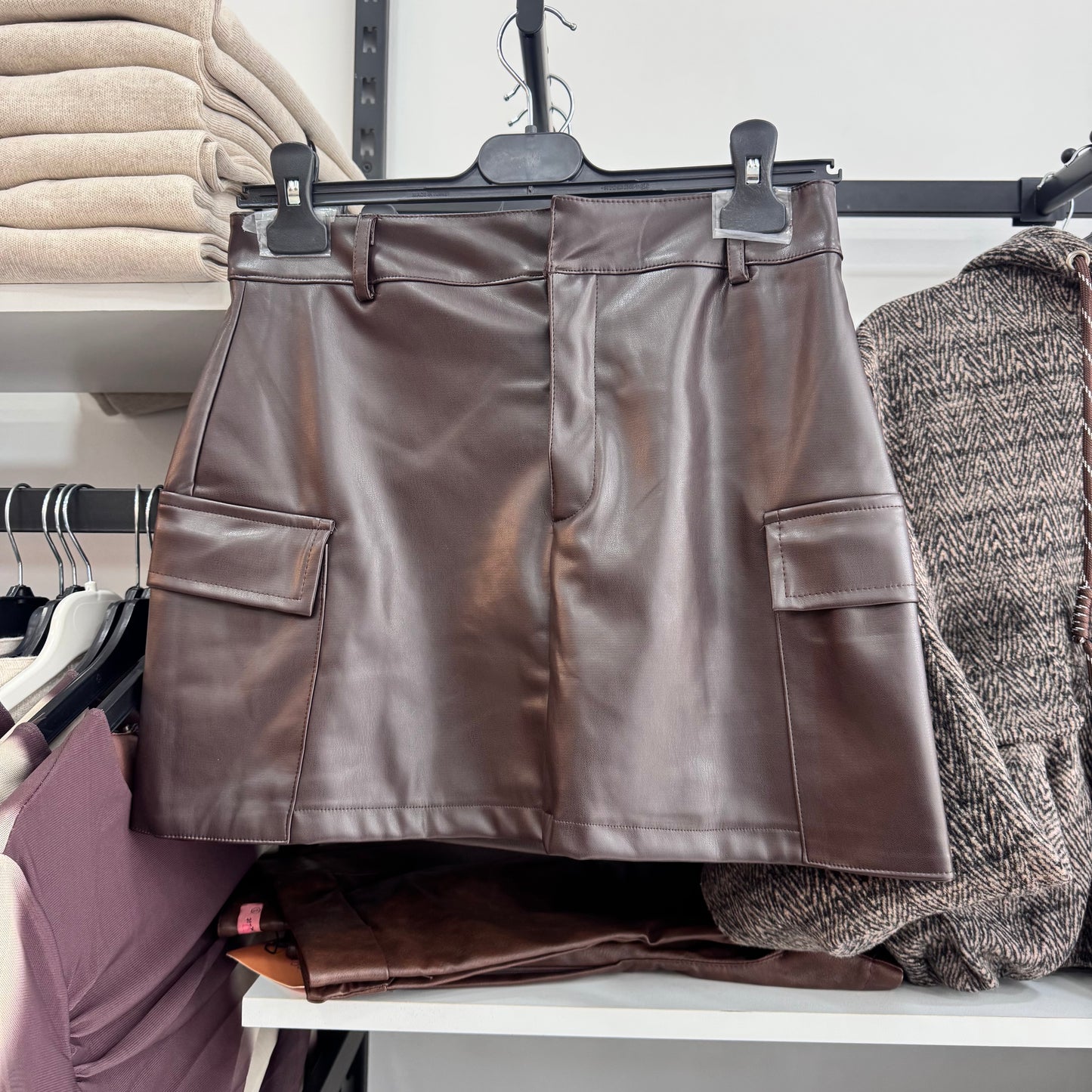 Brown Leather Skort