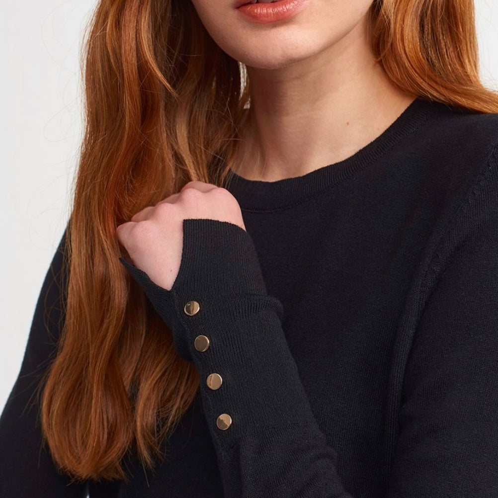 Black Sleeve buttons Top