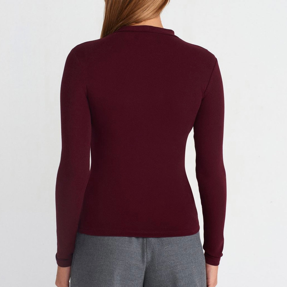 Burgundy Basic High neck Top