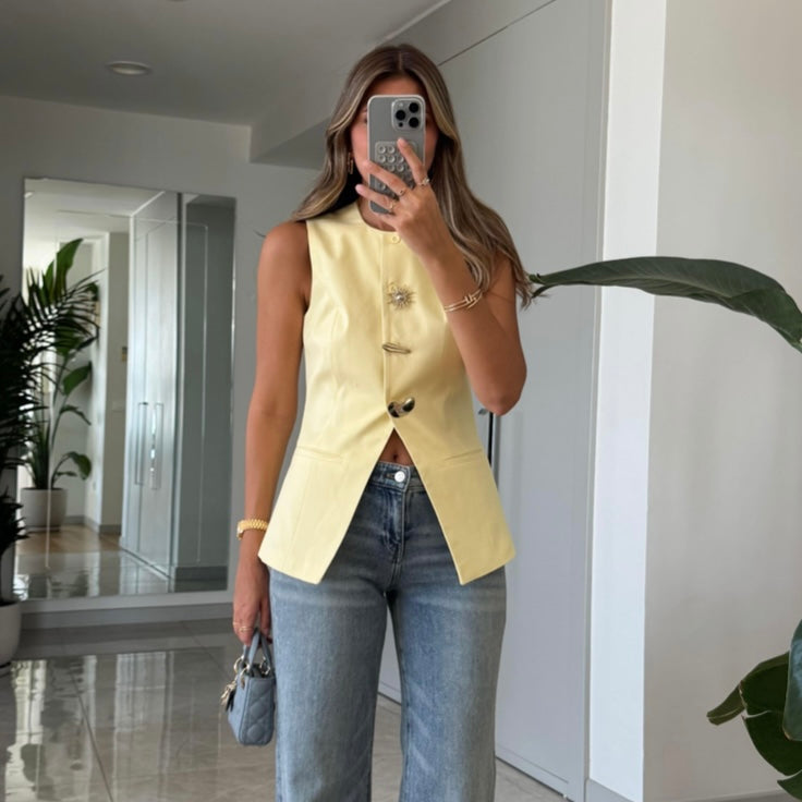 Yellow Gold Buttons Vest