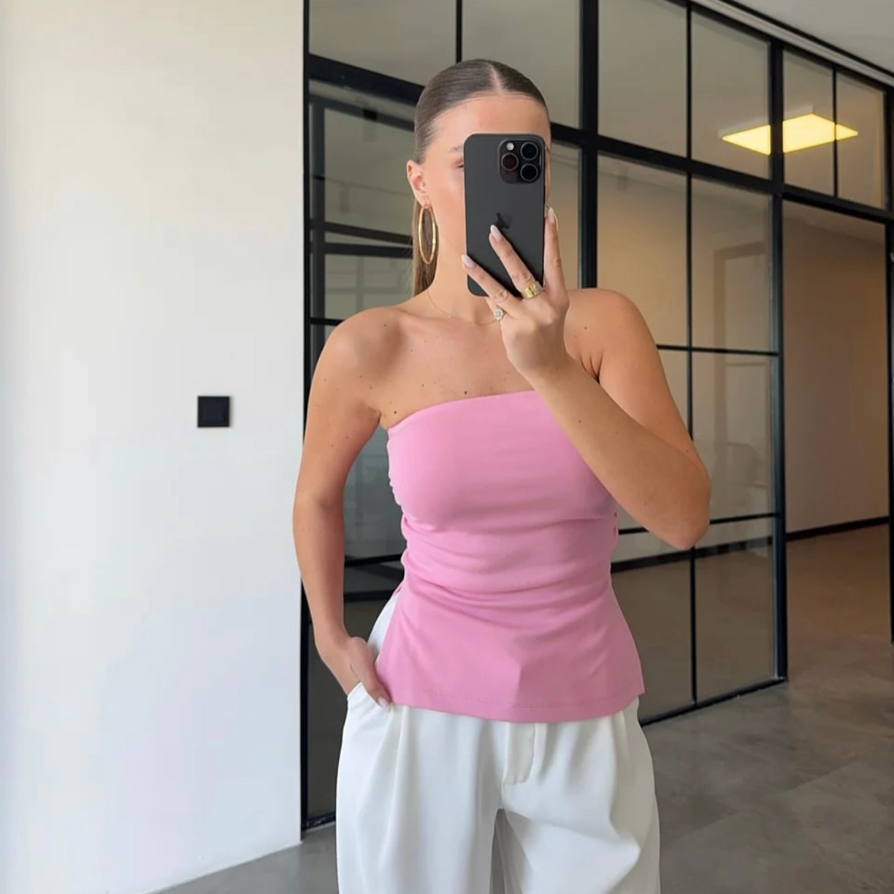 Pink Bandeau Top