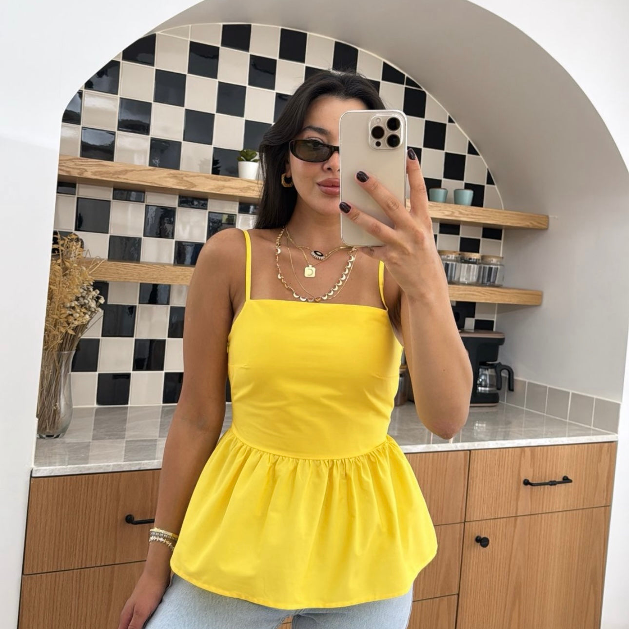 Yellow Poplin Top