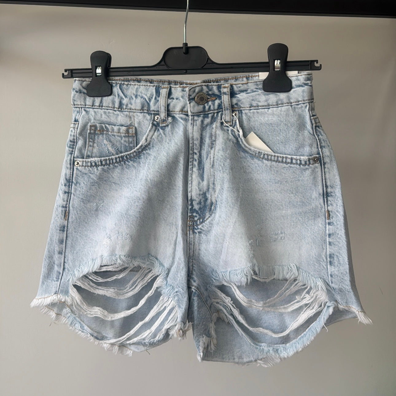 Light Blue Ripped Denim Shorts