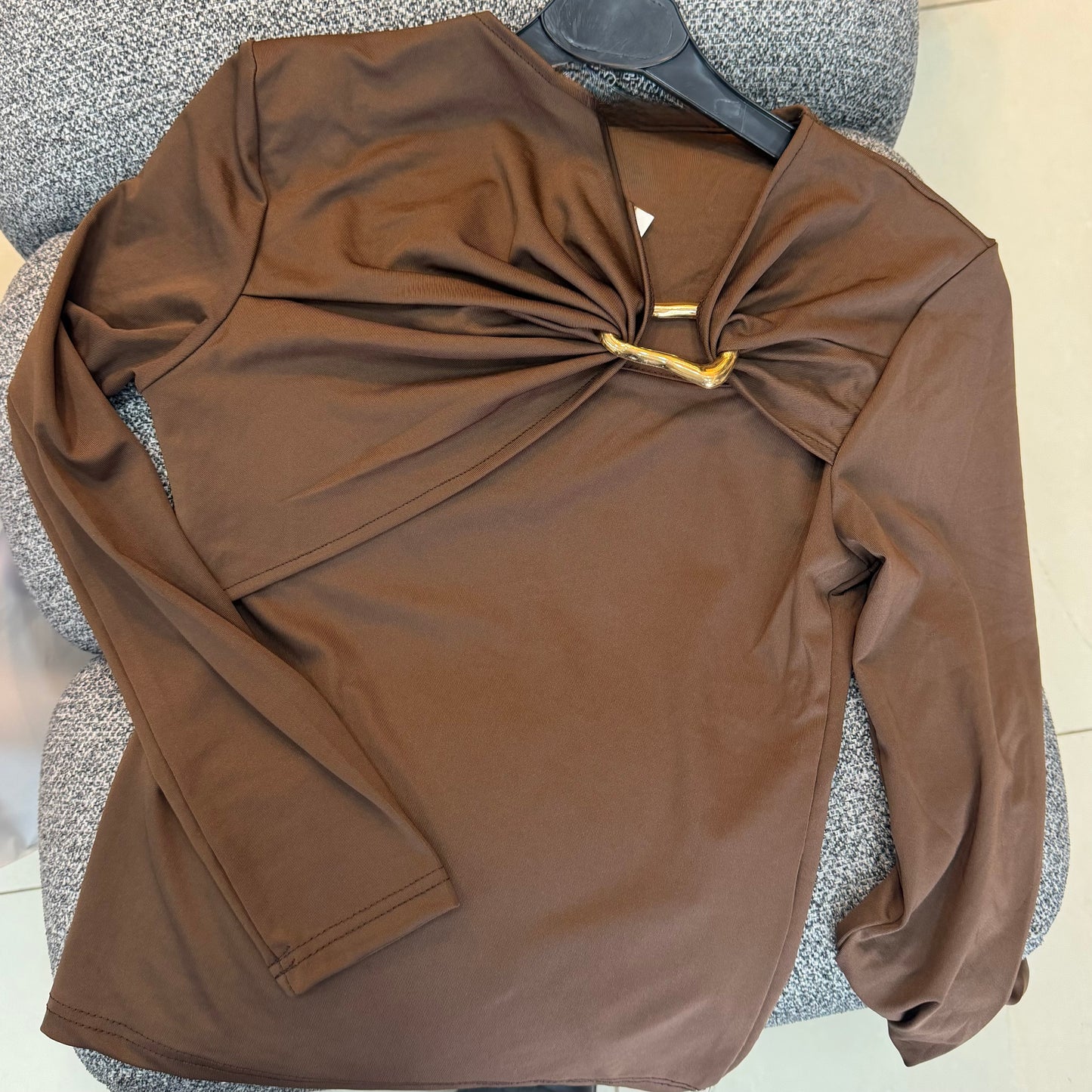 Brown Gold Details Top
