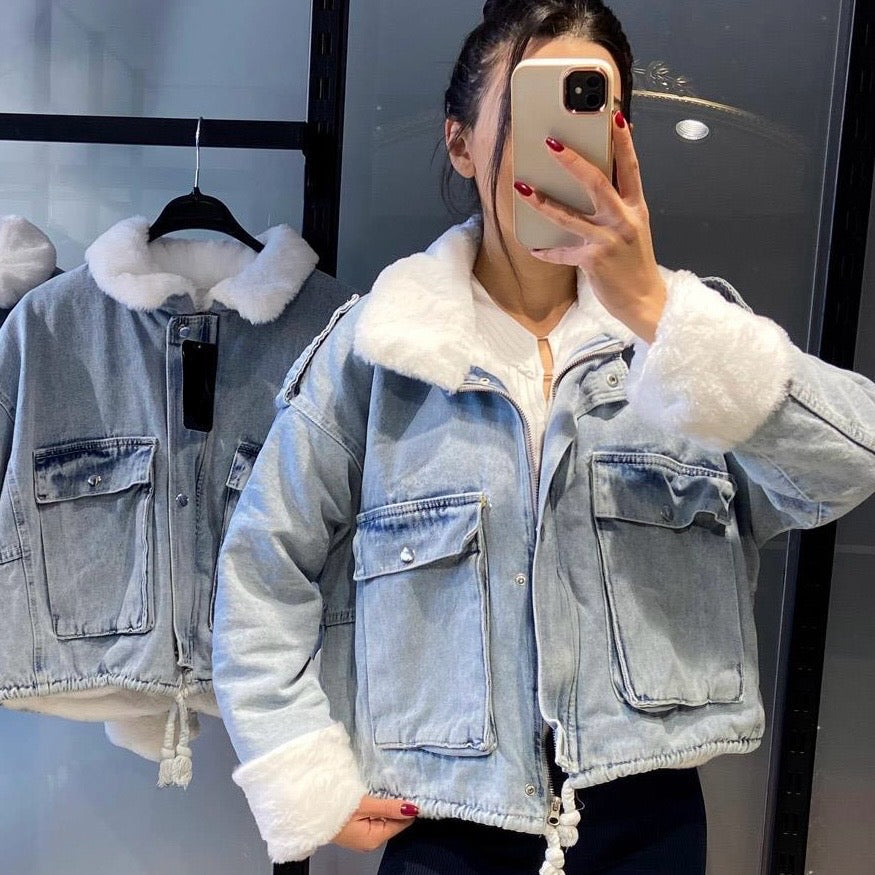 Denim Fur Jacket