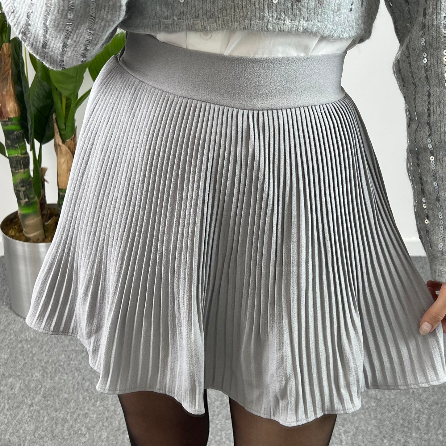 Light Gray Pleated Skirt