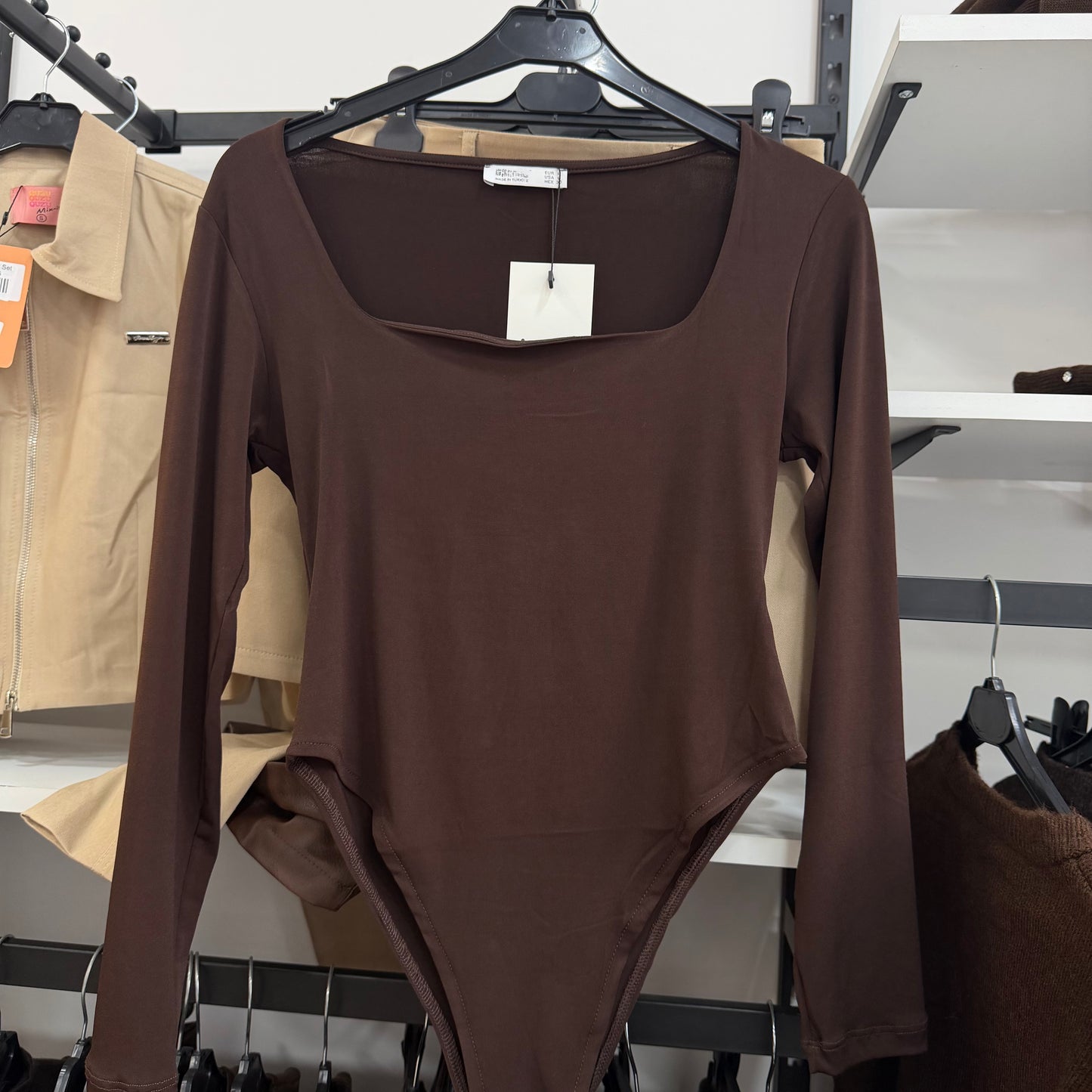 Square Neck Brown Top
