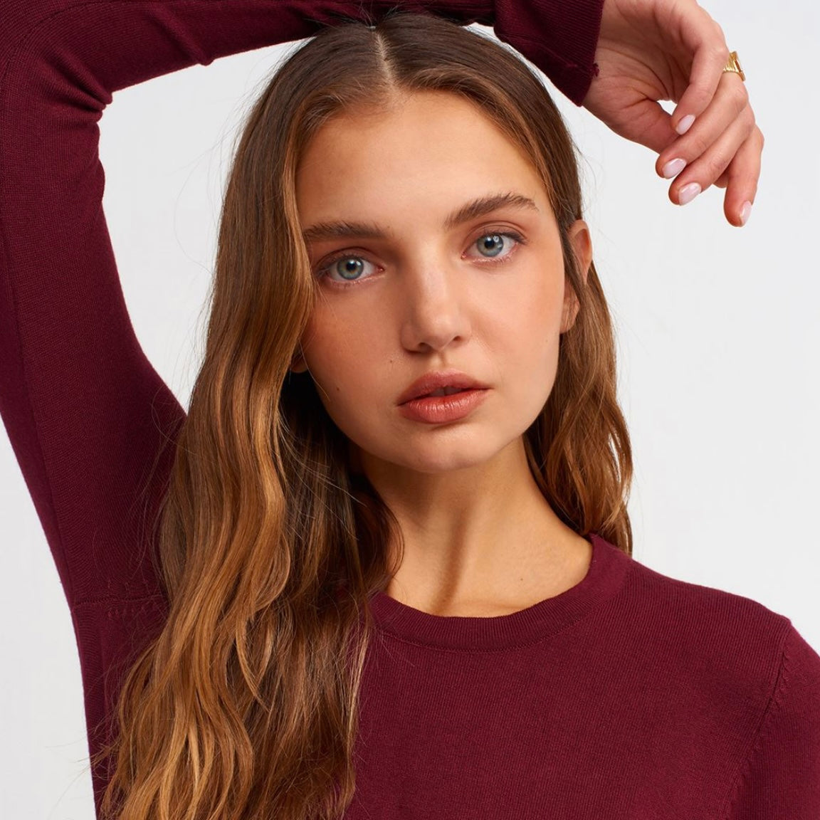 Burgundy Sleeve buttons Top