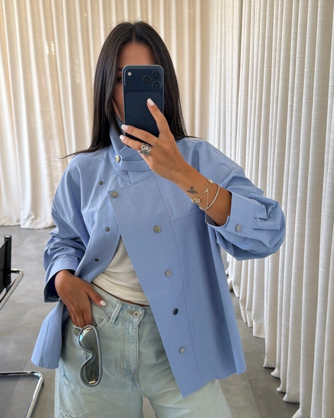 Baby Blue Funnel Neck Jacket