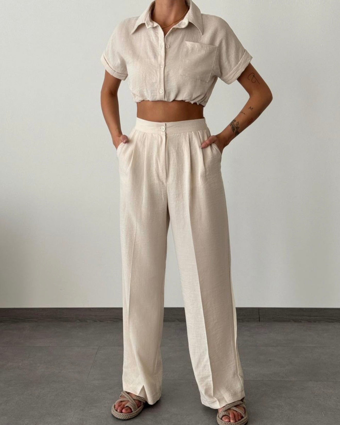 Beige Linen Set