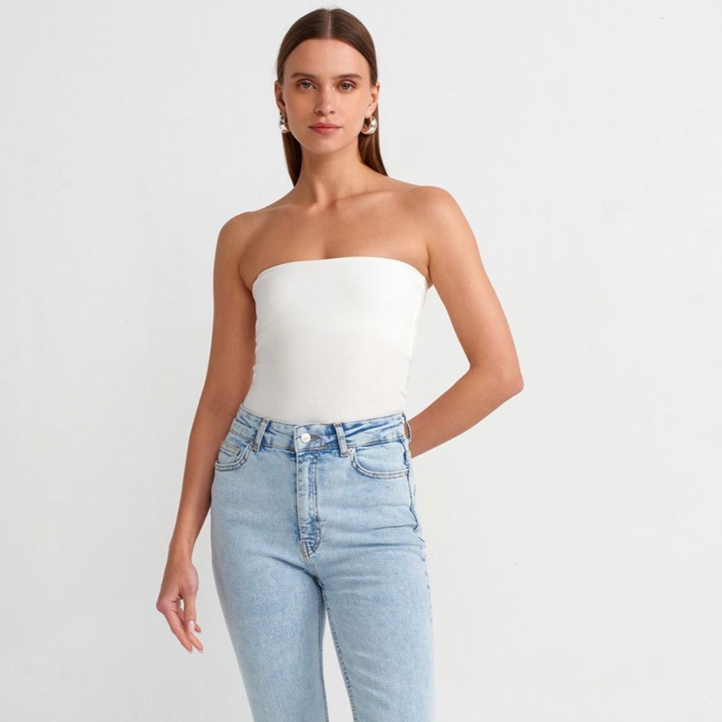 White Bandeau Top