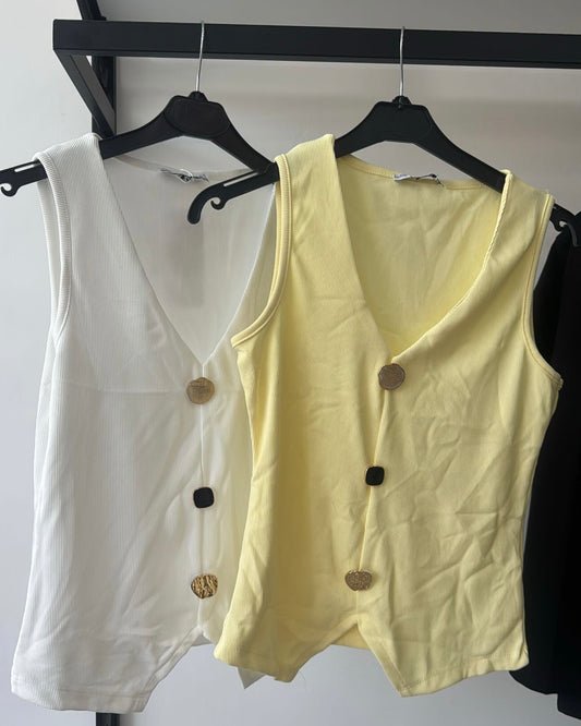 Gold Buttons Basic Vest