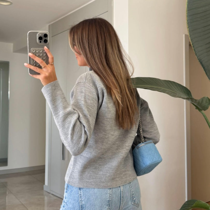 Gray Double Zip Sweater