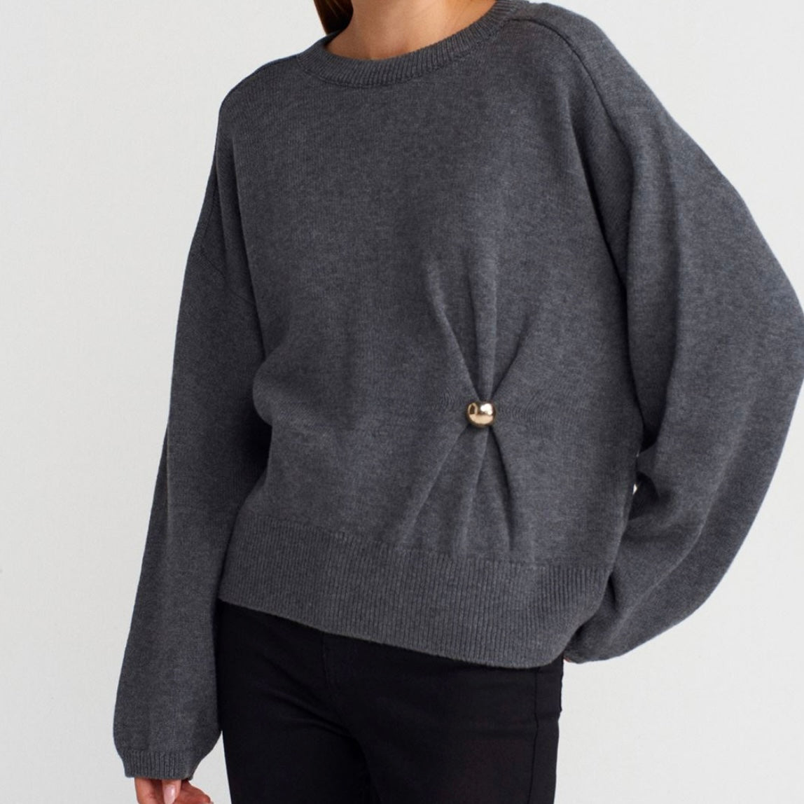 Gray One Button Sweater