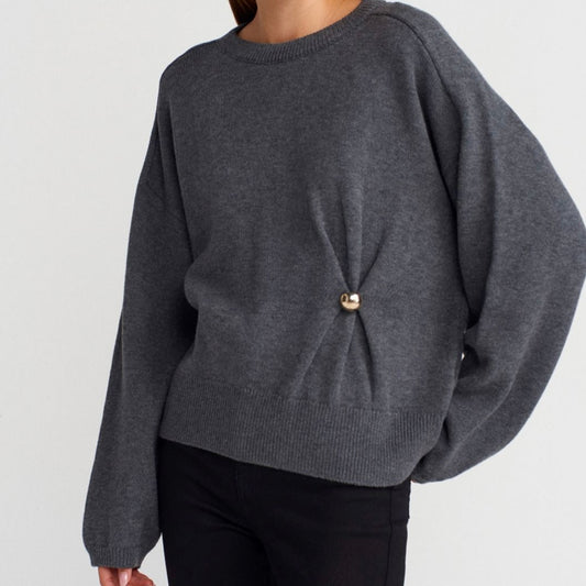 Gray One Button Sweater
