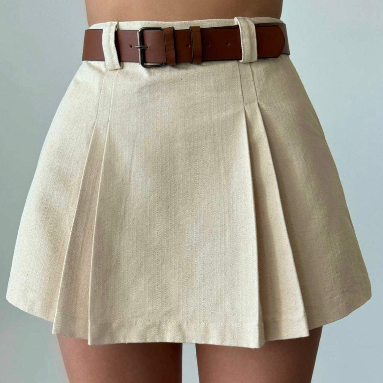 Beige Skort With Belt