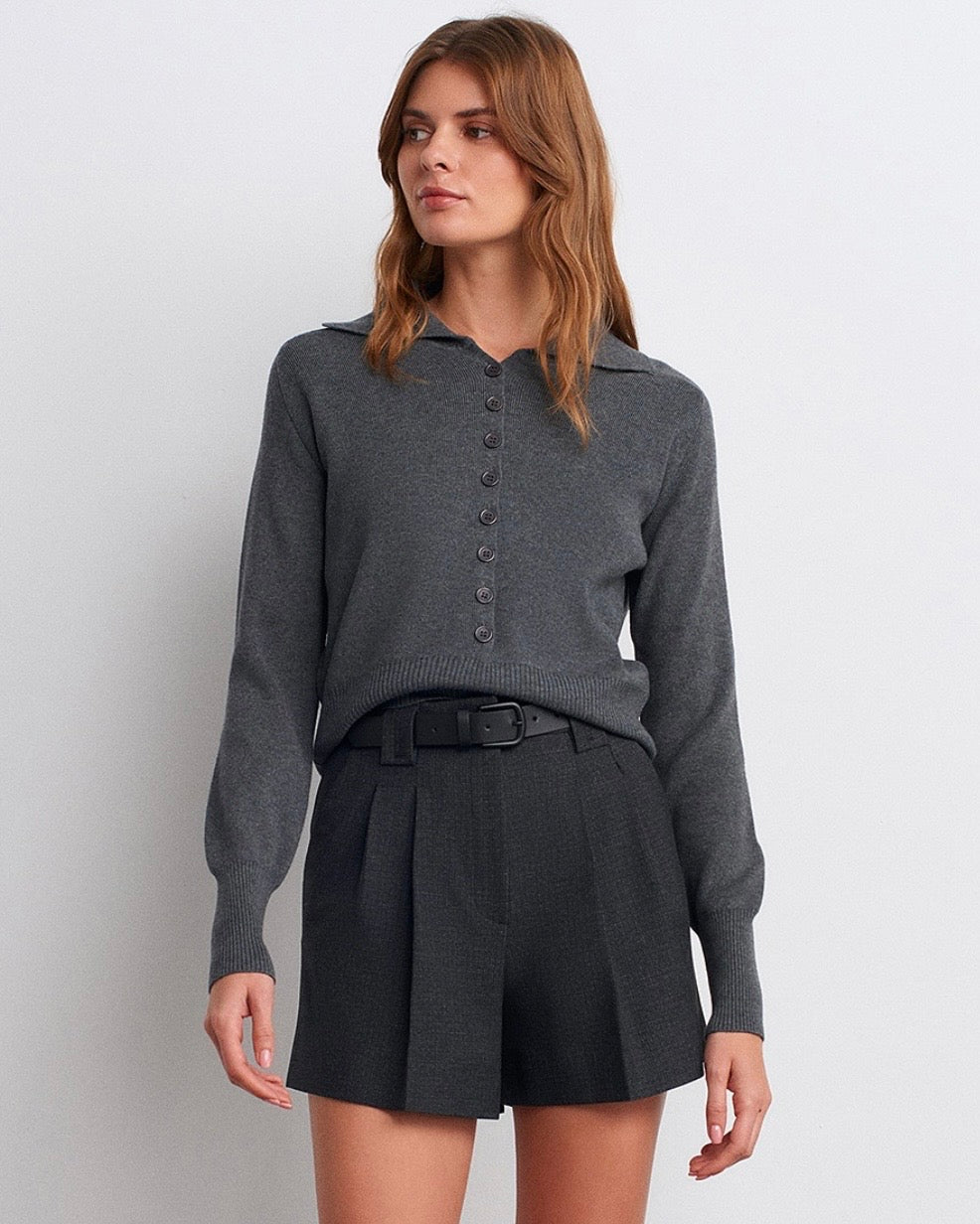 Gray Button Up Sweater
