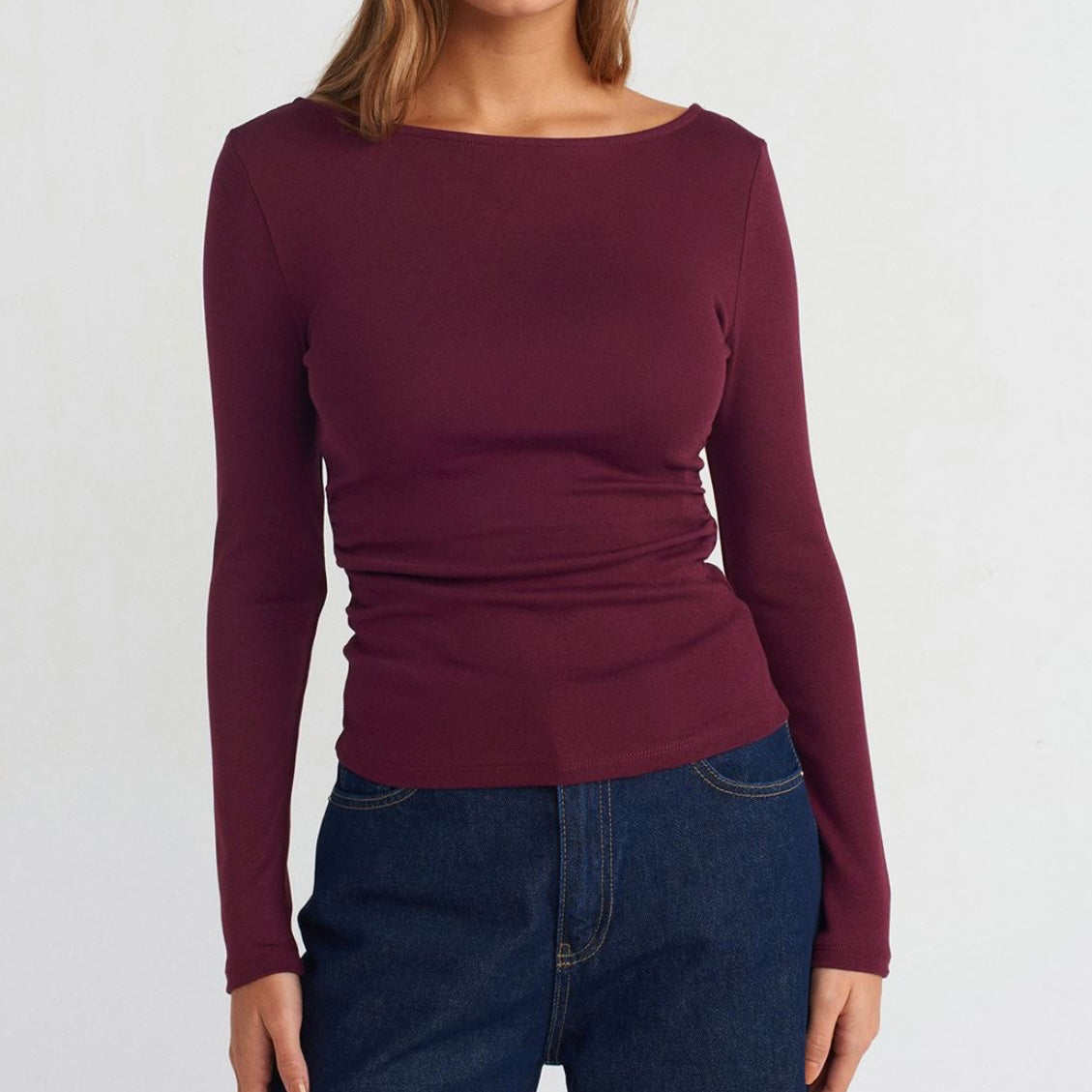 Ruched Sides Burgundy Top
