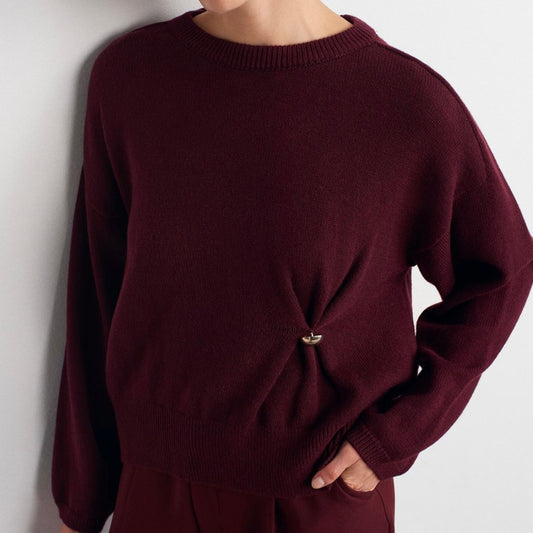 Burgundy One Button Sweater