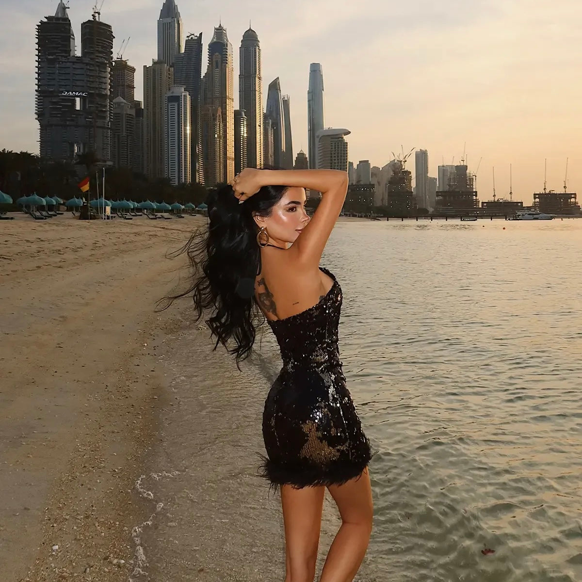 Sequin Feathers Dress