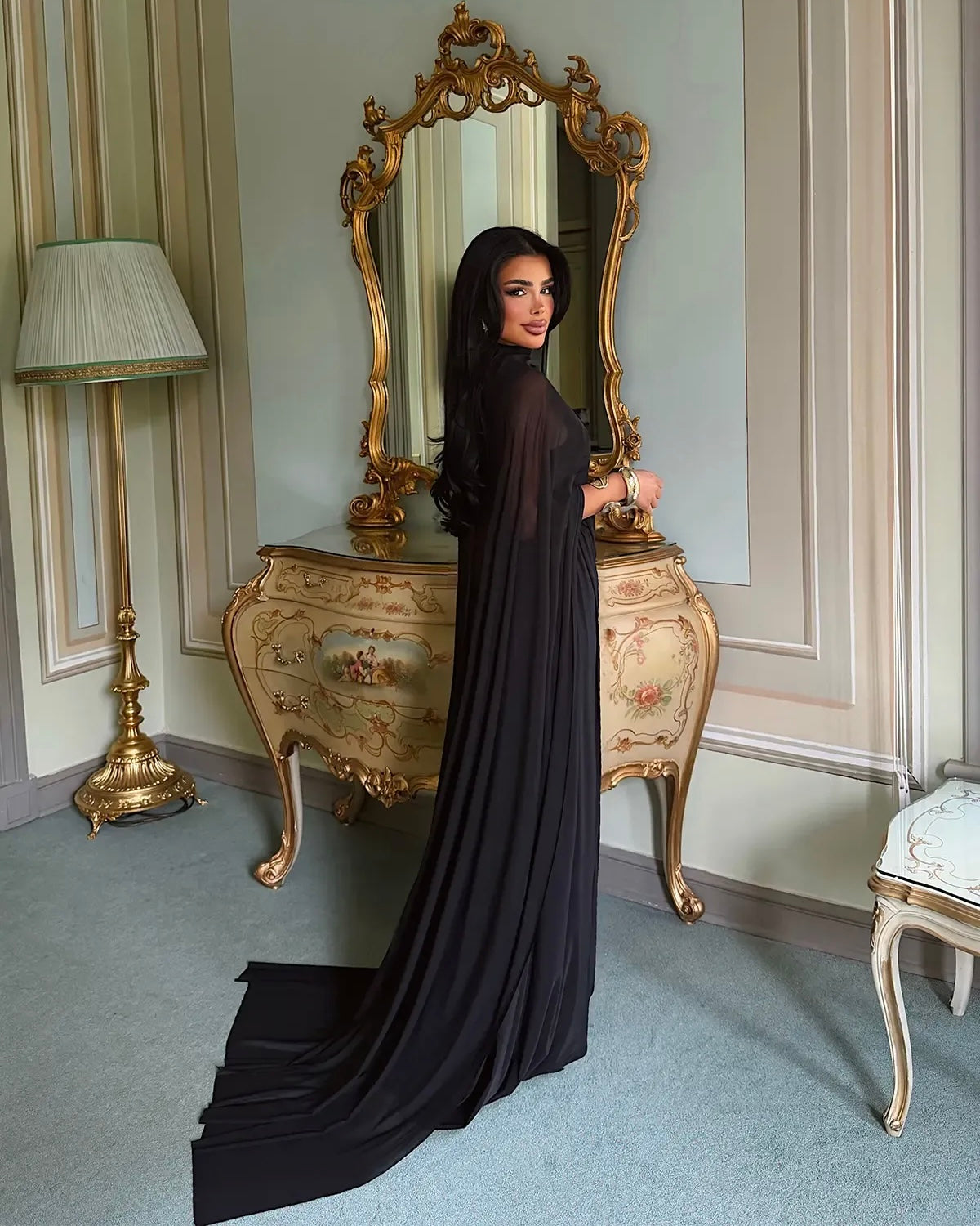 Black Maxi Dress With Scarf