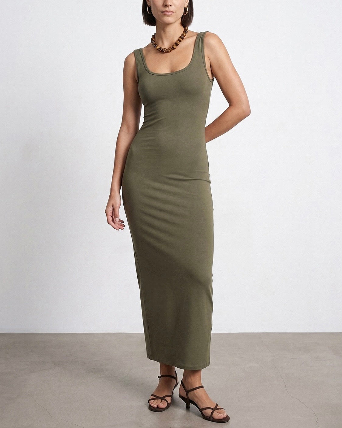 Padded Olive Dress