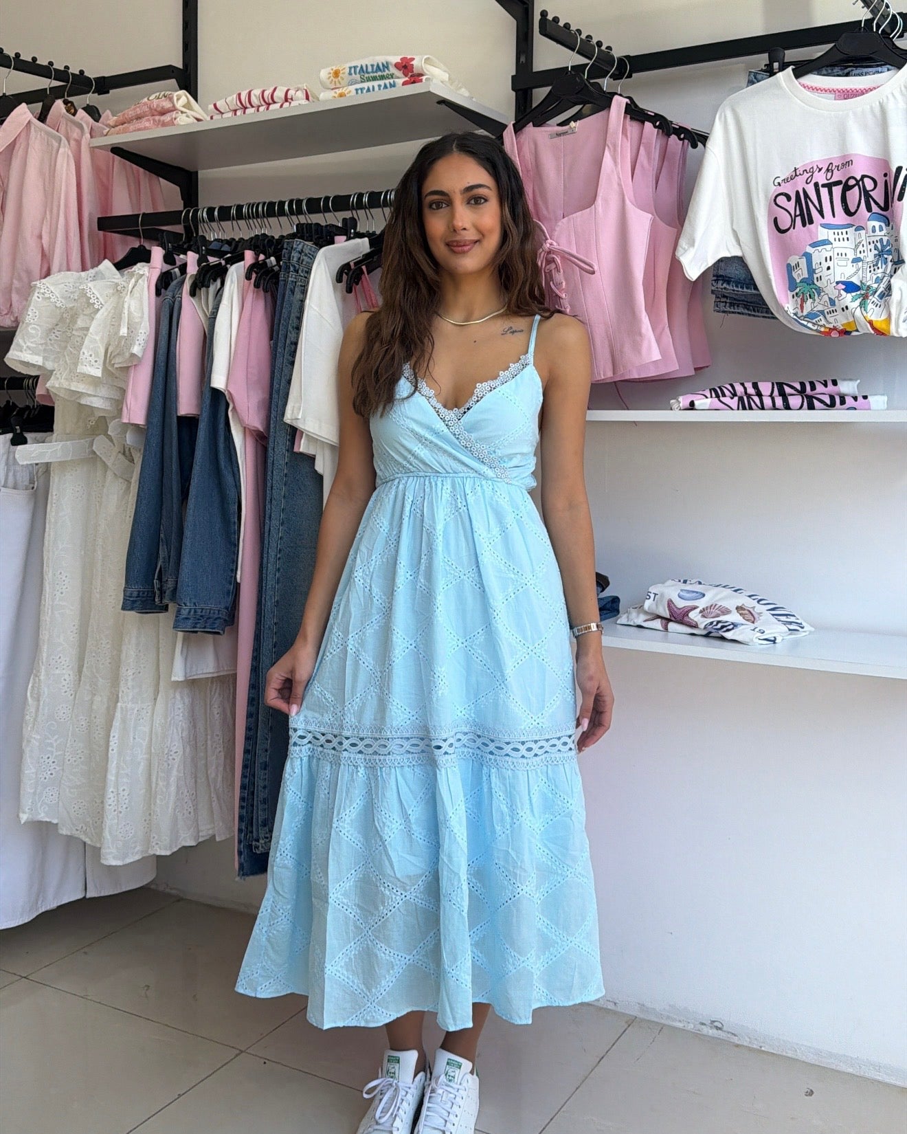 Baby Blue Embroidered Dress