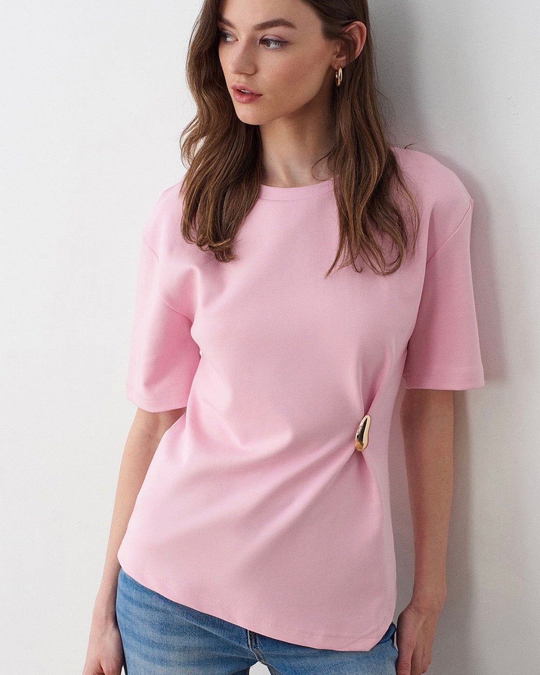 Pink T-Shirt With Gold
