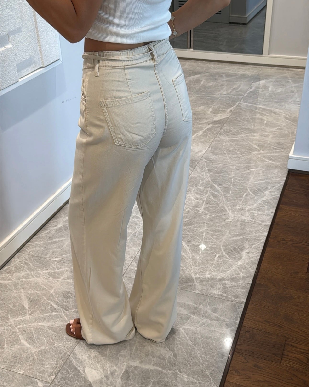 Beige Denim Pants