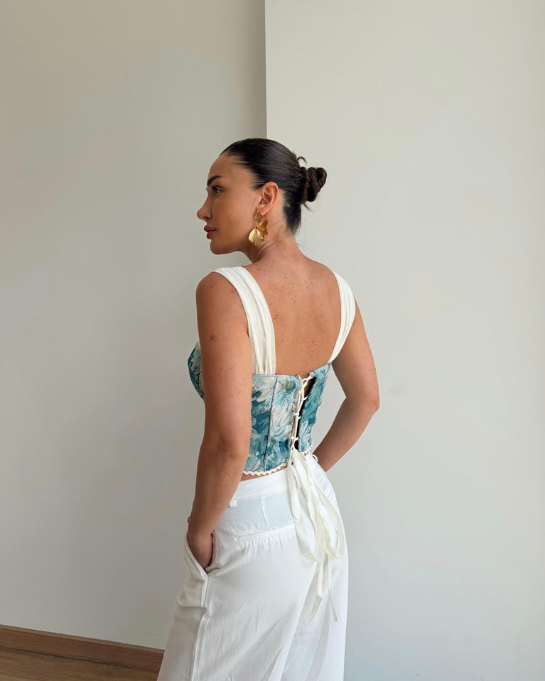 Blue Pattern Corset
