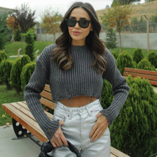 Dark Gray Cropped Sweater