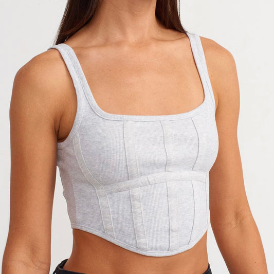 Light Gray Corset Crop Top