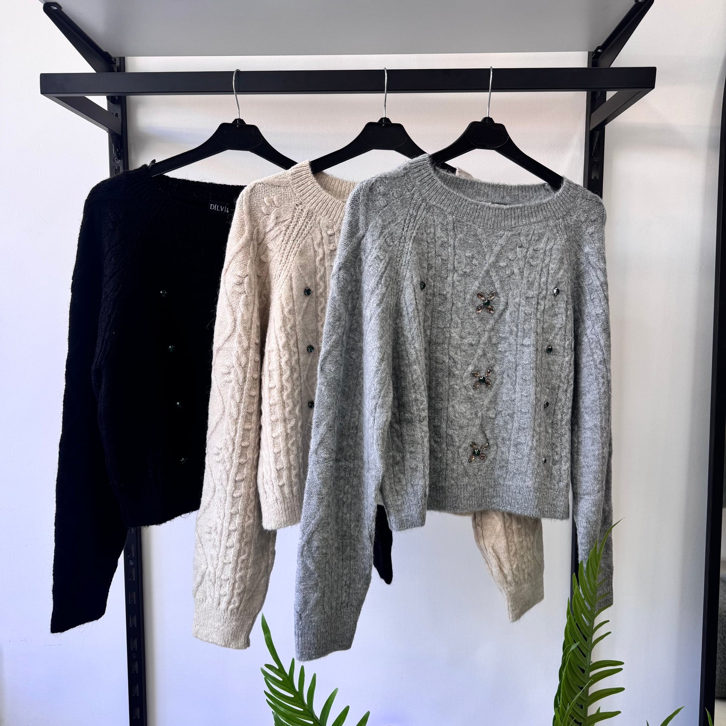 Sweater With Green Rhinestones