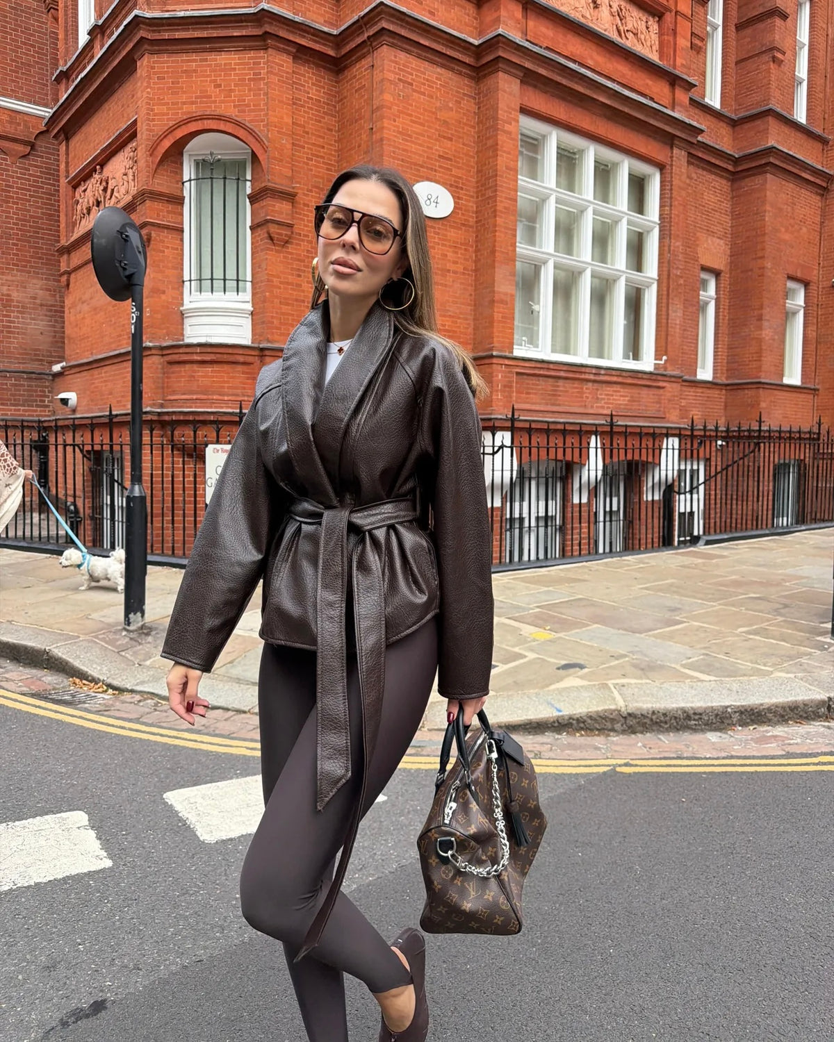 Brown Belted Leather Jacket